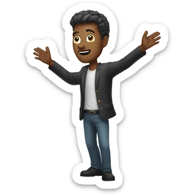 Man with really long outstretched arms sticker