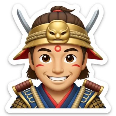happy samurai warrior smiling sticker