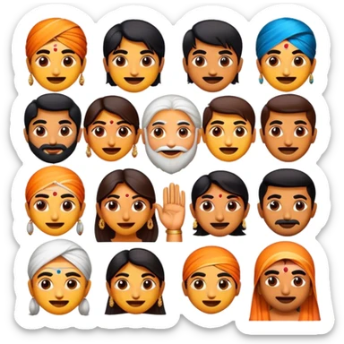 Cinematic Realistic Bollywood Pop Culture Emoji, featuring an energetic portrayal of Indian cinema rendered with dynamic textures and lively, colorful lighting. sticker