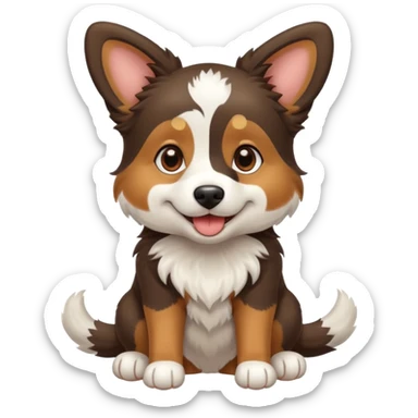 собака породи ауссі триколор з передніми білими лапками грається sticker