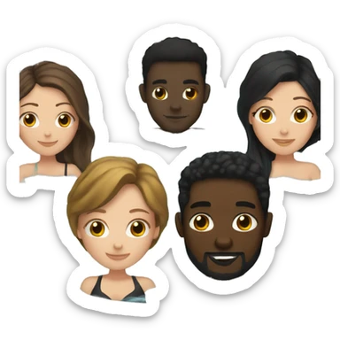 White women with brown hair and black man with black hair sitting in hot tub sticker