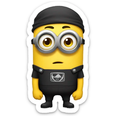 A buff minion wearing a black t shirt top with the words “never GOON” on the shirts chest area sticker