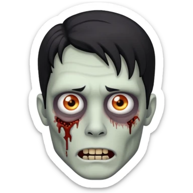 Zombie cabelo liso ondulado preto masculino  sticker