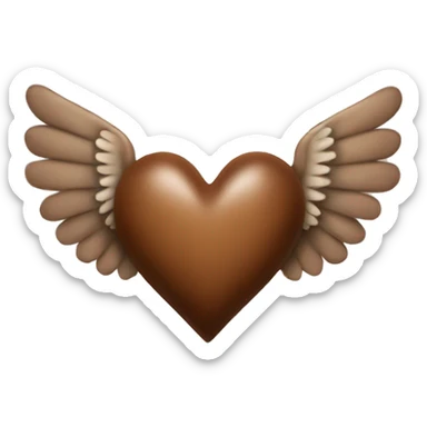 brown heart with angel wings sticker