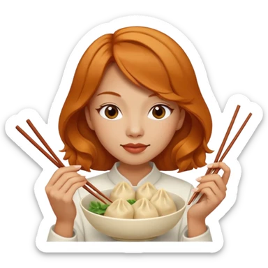 dumpling eating ginger woman sticker