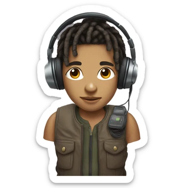 Lightskin Boy With Dreads with headset on head and cotroller in hand sticker