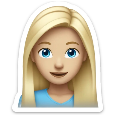 smiling blonde girl with blue eyes portrait sticker