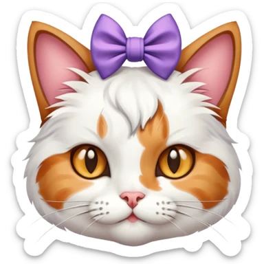 Cat with bow in ear sticker