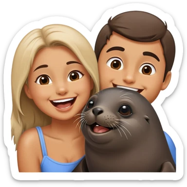 funny fur seal with girl and boyfriend couple sticker