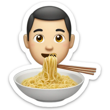 Chineese man eating noodle sticker