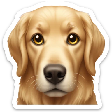 Golden retriever with pink nose sticker