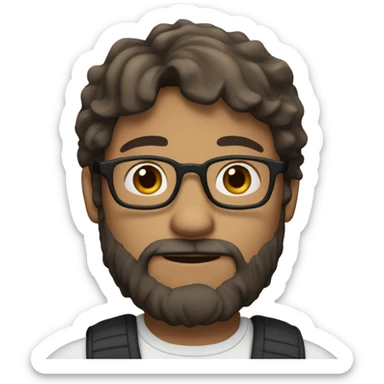 I need a character who has a beard, has brown hair and brown eyes, and has glasses.
 sticker