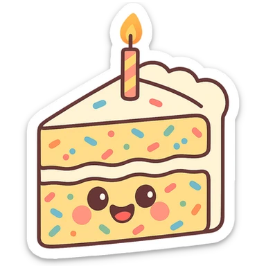 slice of funfetti birthday cake sticker