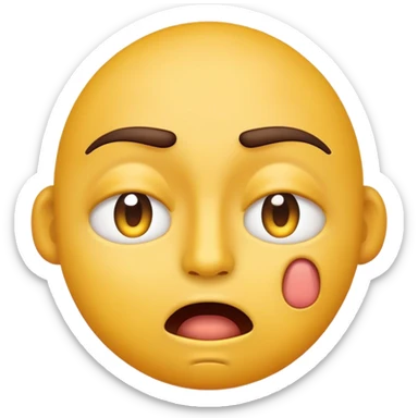 Standard iOS yellow face emoji, with eyelids down and mouth down as if reacting to someone do something stupid  sticker