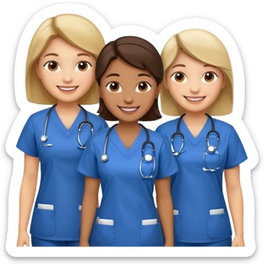 Genera un emogis de 4 enfermeras juntas sticker