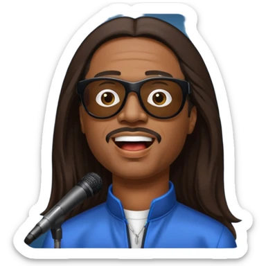 Stevie Wonder with dark brown long hair sticker
