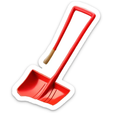 Red plastic shovel and rake in sand sticker