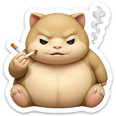 Snorlax with a cigarette and food sticker
