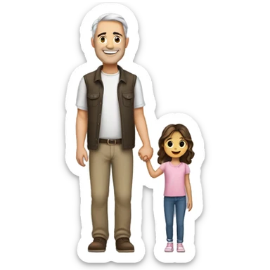 Father hold his daughter's hand white brunette sticker
