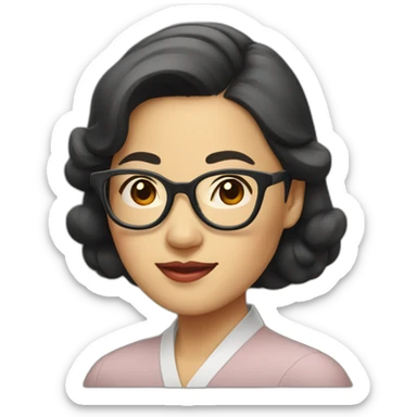 40's Asian woman with glasses sticker