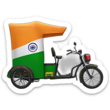 Indian rickshaw with Indian flag on top sticker