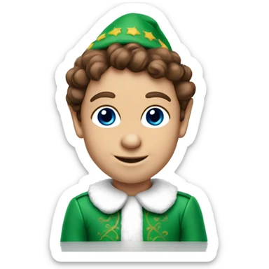 Elf on the shelf with brown hair and blue eyes sticker