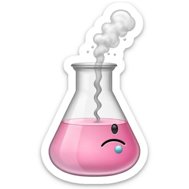 pink beaker with smoke no face one tube pink liquid only bubbles inside beaker  sticker