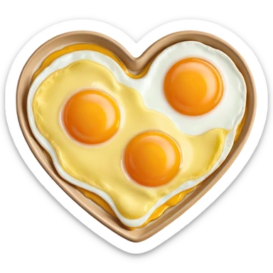 fried egg in the shape of a heart sticker