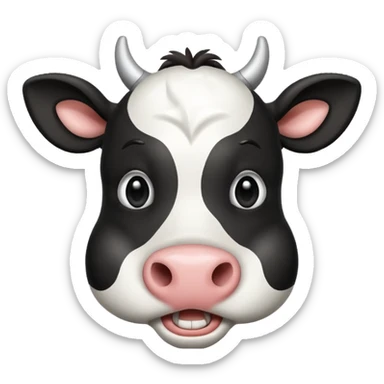 playful cow emoji with a surprised wow expression sticker