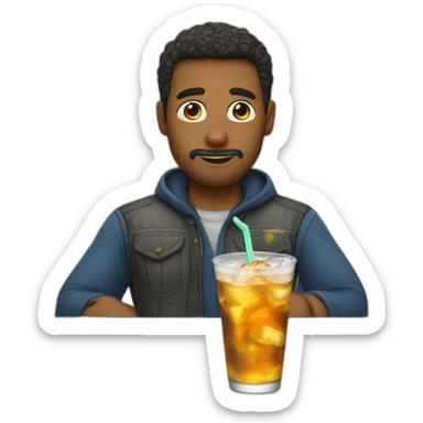 a man drink 5 soda sticker