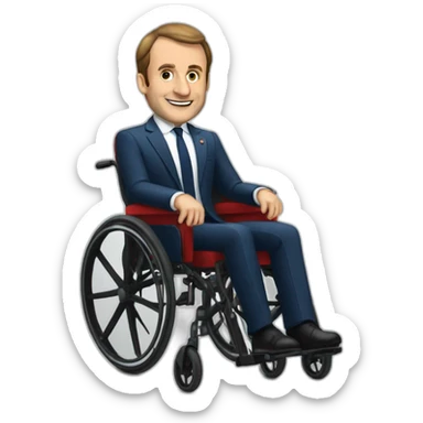 Macron sur un fauteuil roulant sticker