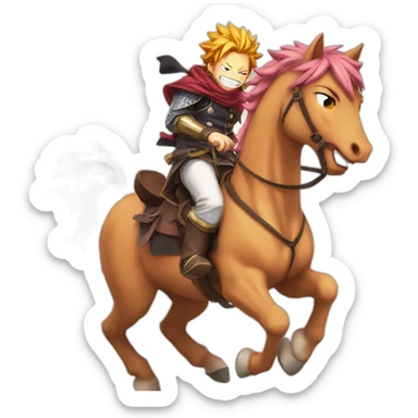 natsu from fairy tail anime riding a horse sticker