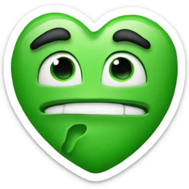 Green kiss heart face sticker