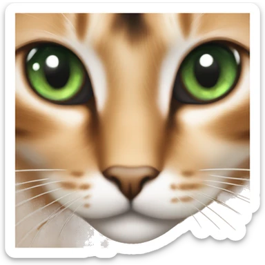 realistic green-eyed cat gaze calico cat sticker