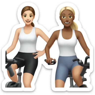 Two white brunette ladies at spin class sticker