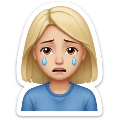 Crying girl with clean vibe sticker
