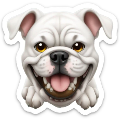 White bulldog with football sticker