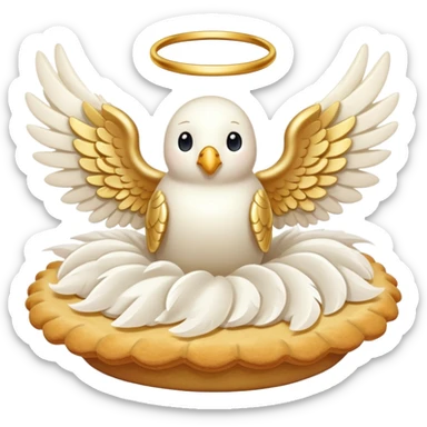 a cream pie flying with angel wings sticker
