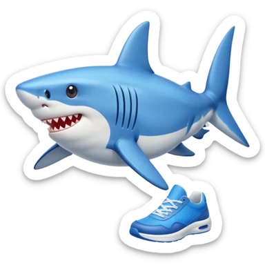 Tiburon con tenis azules  sticker