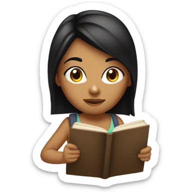 Tanned girl with straight black hair studying  sticker