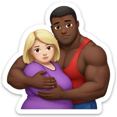 Fat white girl hugging muscular black man  sticker