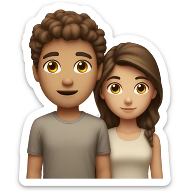 brown hair boy and browns shirt girl with freckles sticker