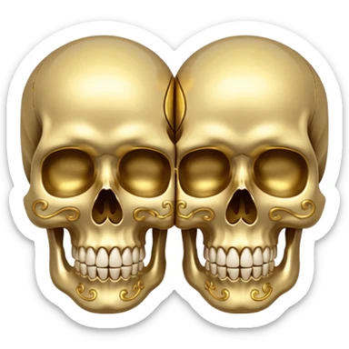 broken gold skull split in half sticker