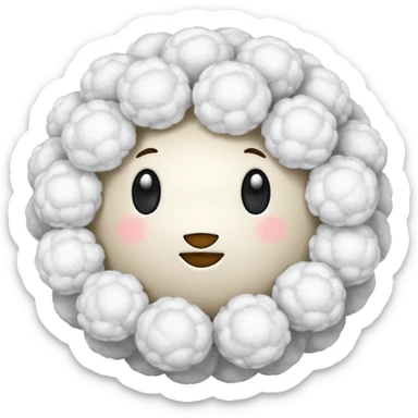 Soft fluffy balls of cotton without any faces on it sticker