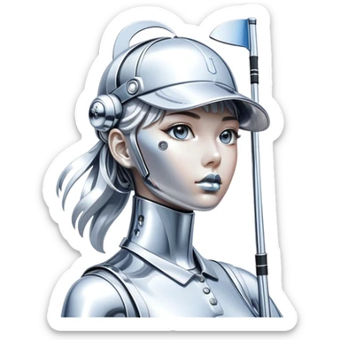 sorayama girl statue golfing sticker