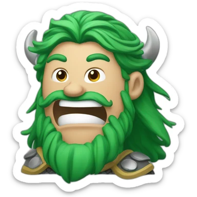 green haired viking cheering sticker