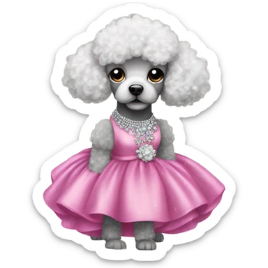 Poodle in a ball gown with sparkly heels sticker