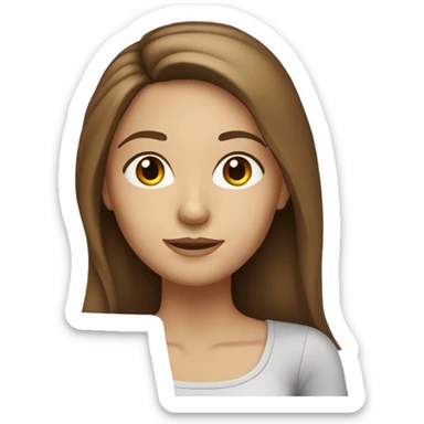 caucasian woman with long brown hair and brown eyes and freckles with laptop  sticker