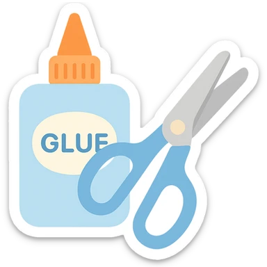 craft glue and scissors flat toon sticker