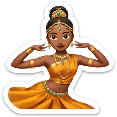 bharatanatyam dancer, mid-spin, expressive face sticker
